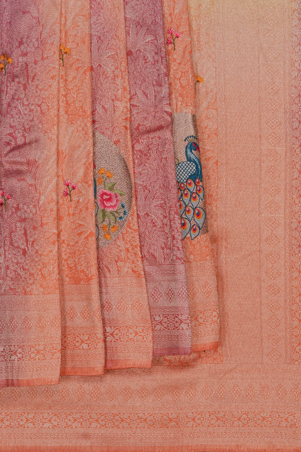 Image of Multi Colour Embroidered Saree