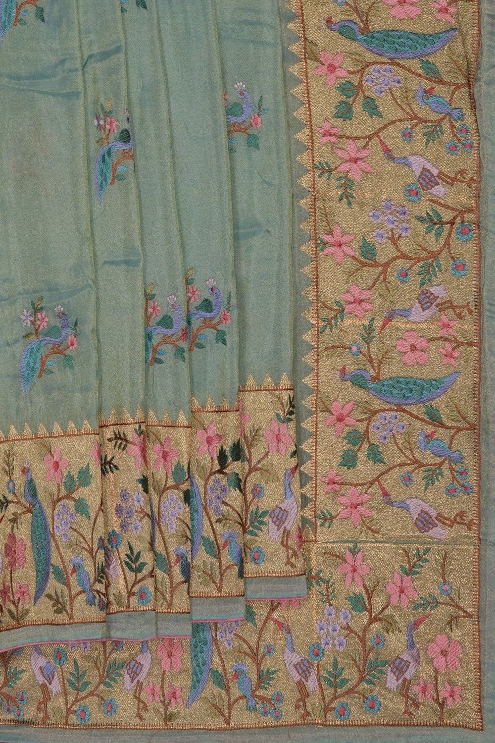 Image of A Green Embroidered Saree