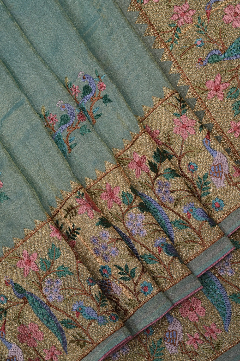 Image of A Green Embroidered Saree