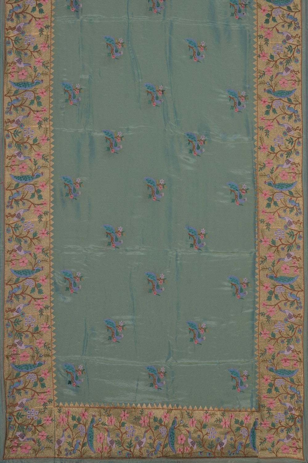 Image of A Green Embroidered Saree