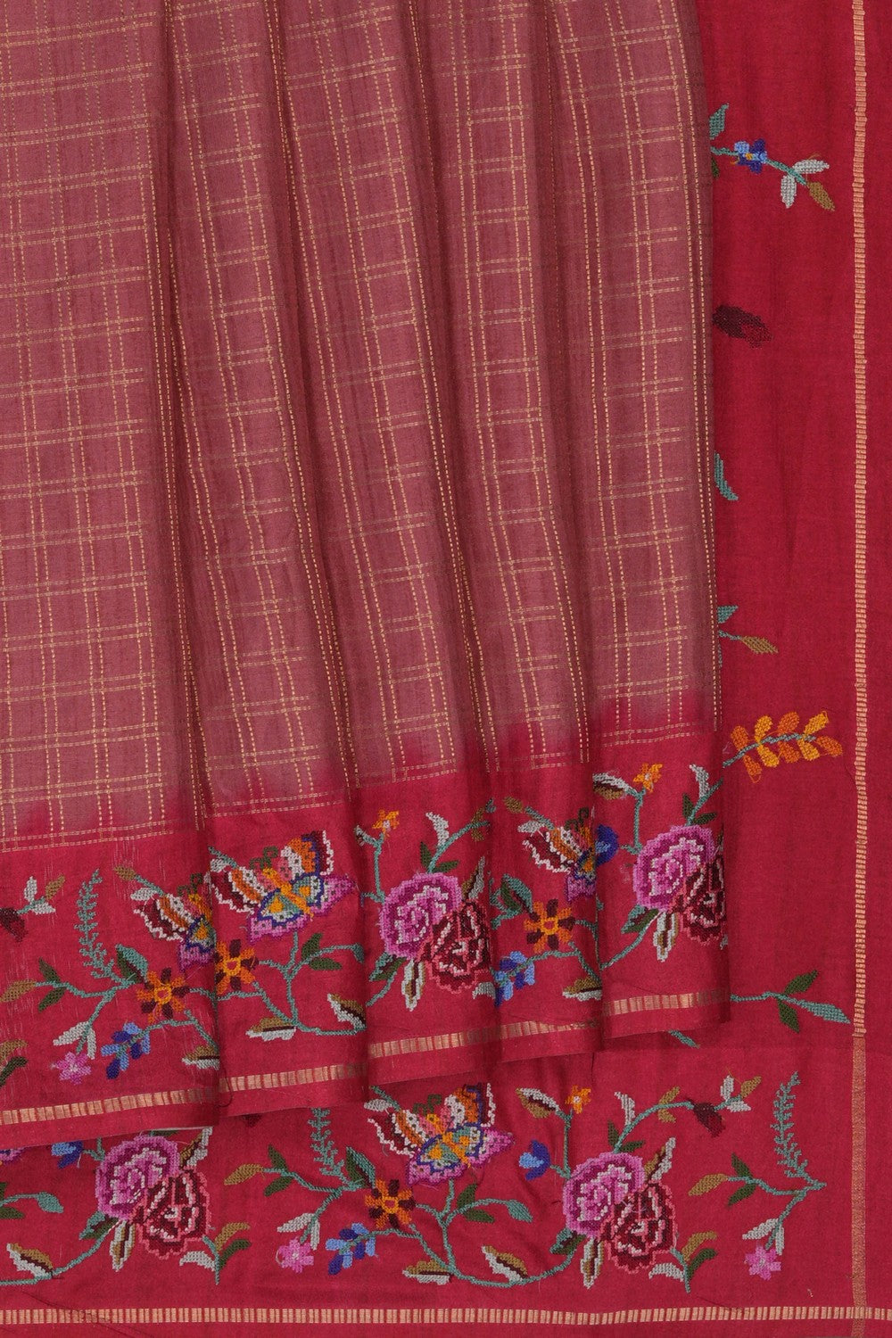 Image of Tussar Silk Embroidered Saree