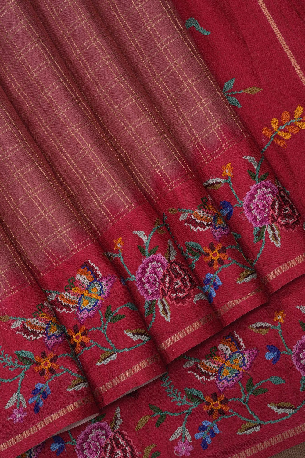 Image of Tussar Silk Embroidered Saree