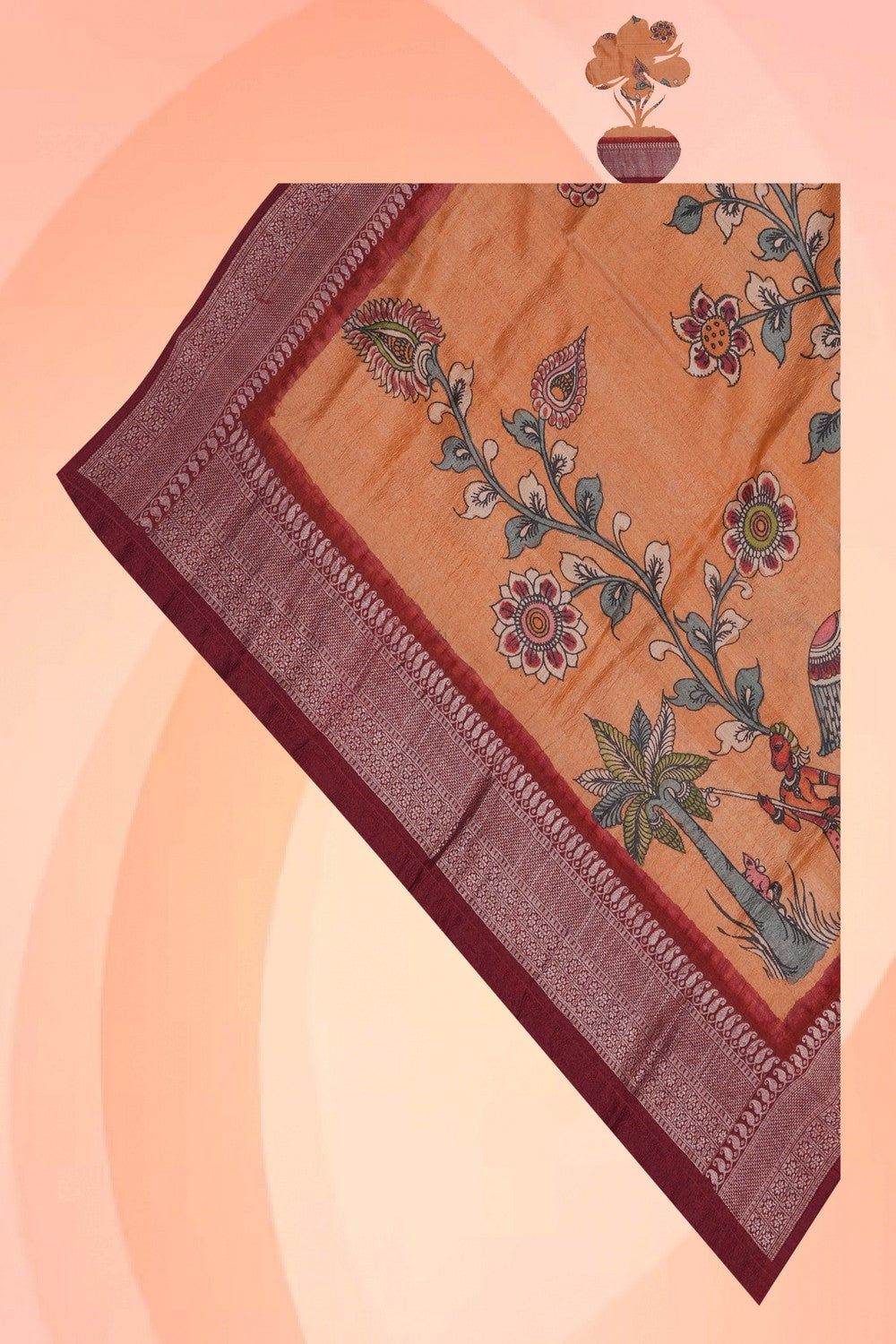 Image of Kalamkari Hand-Painted Dupatta