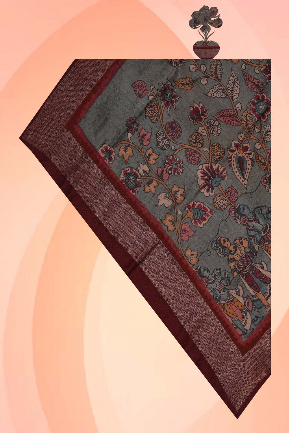 Image of Kalamkari Hand-Painted Dupatta