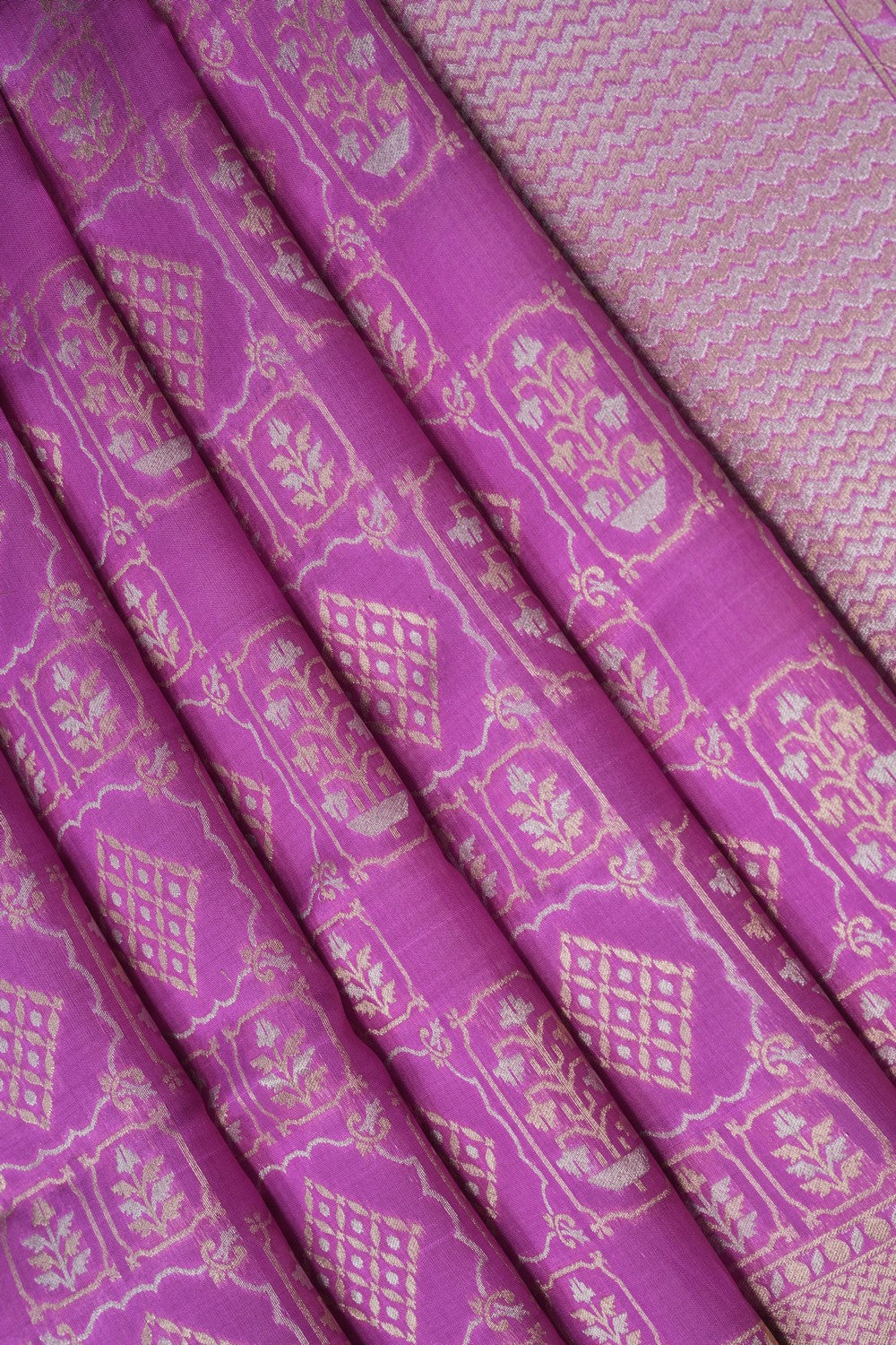 Image of Purple Banarasi Silk Saree