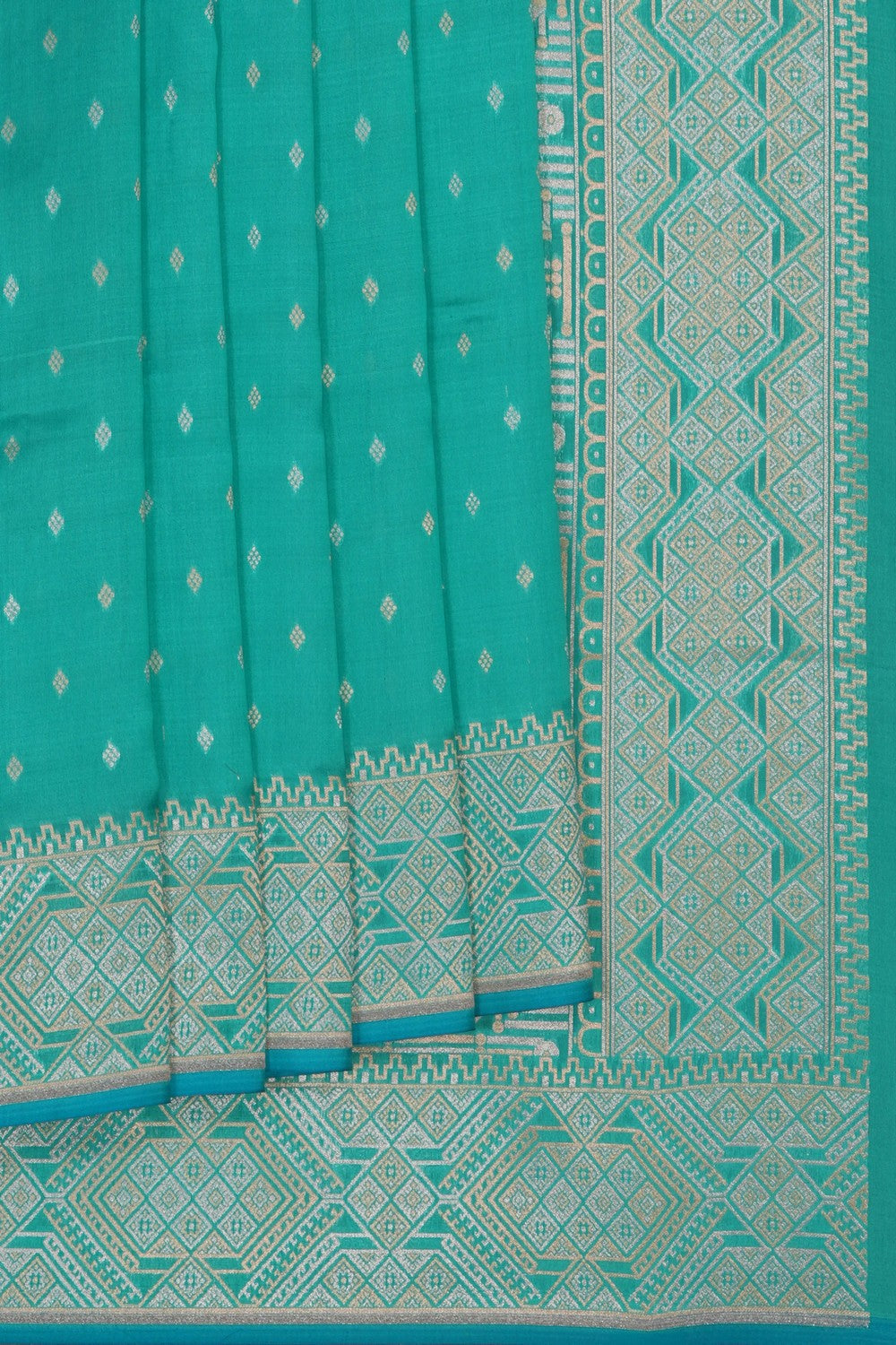 Image of Sea Blue Banarasi Silk Saree