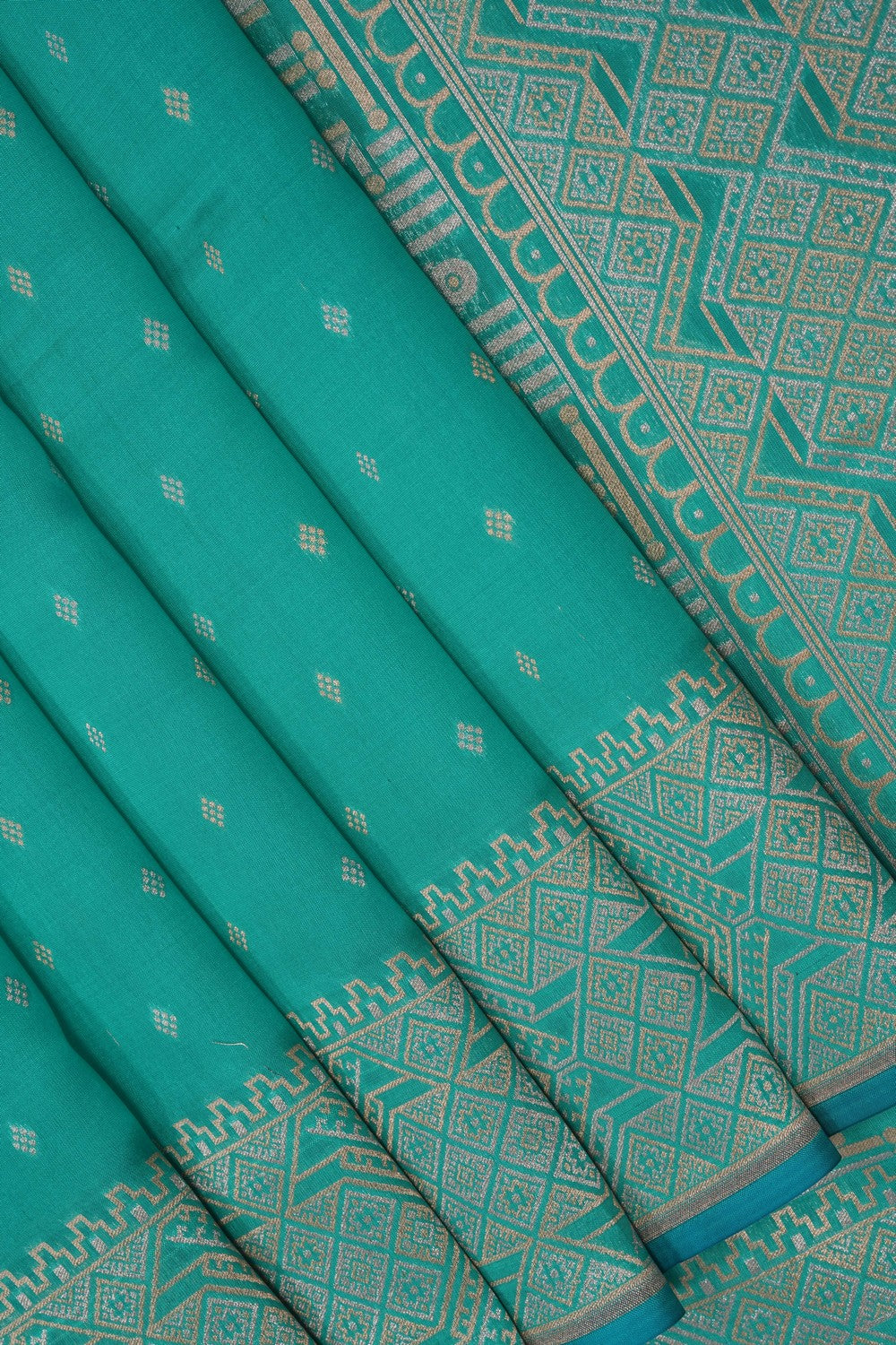 Image of Sea Blue Banarasi Silk Saree