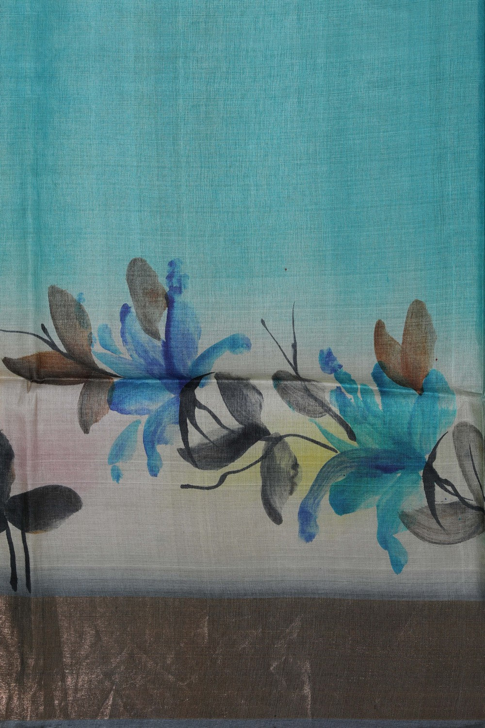 Image of Floral Printed Desi Tussar Silk Saree