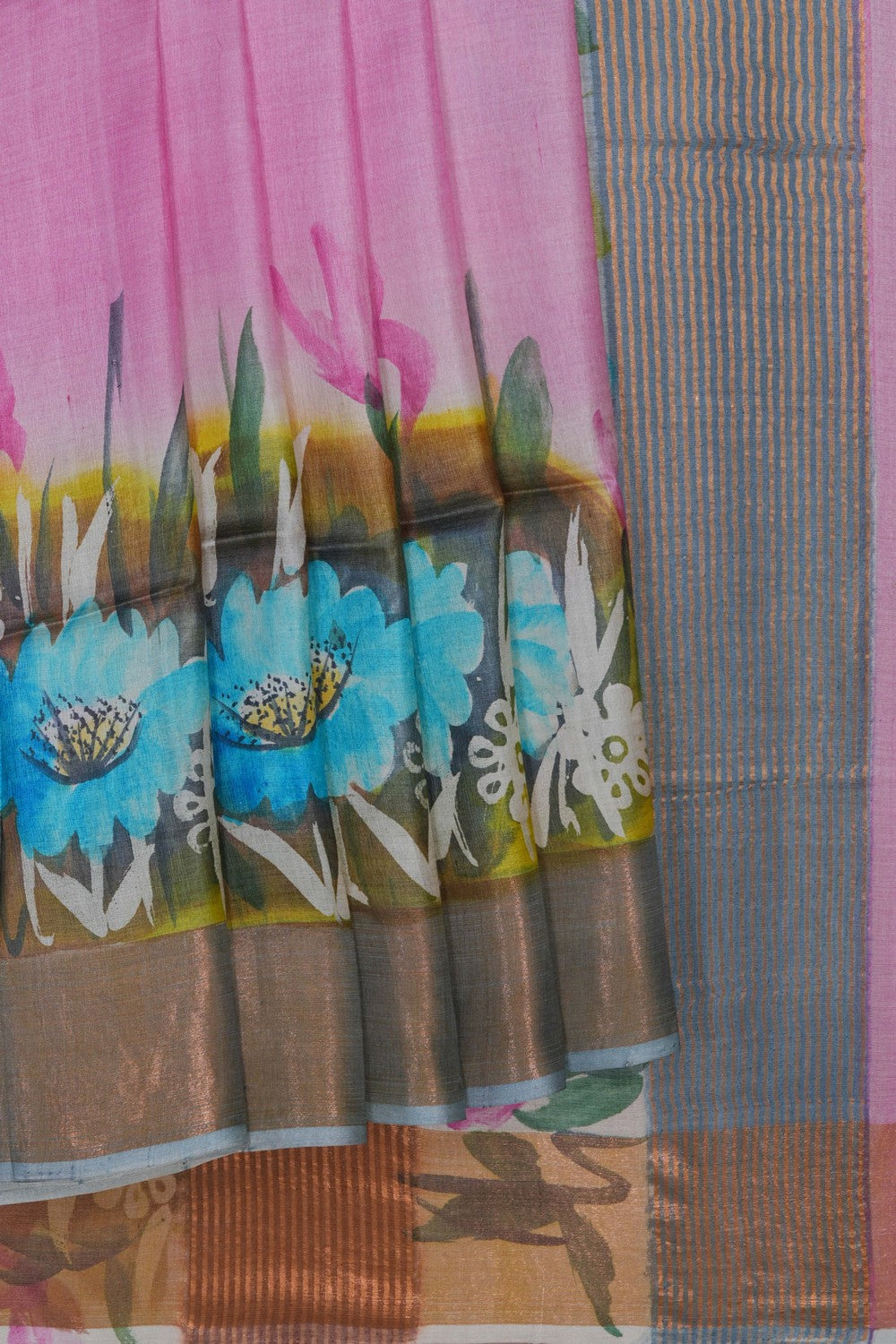 Image of Floral Printed Desi Tussar Silk Saree