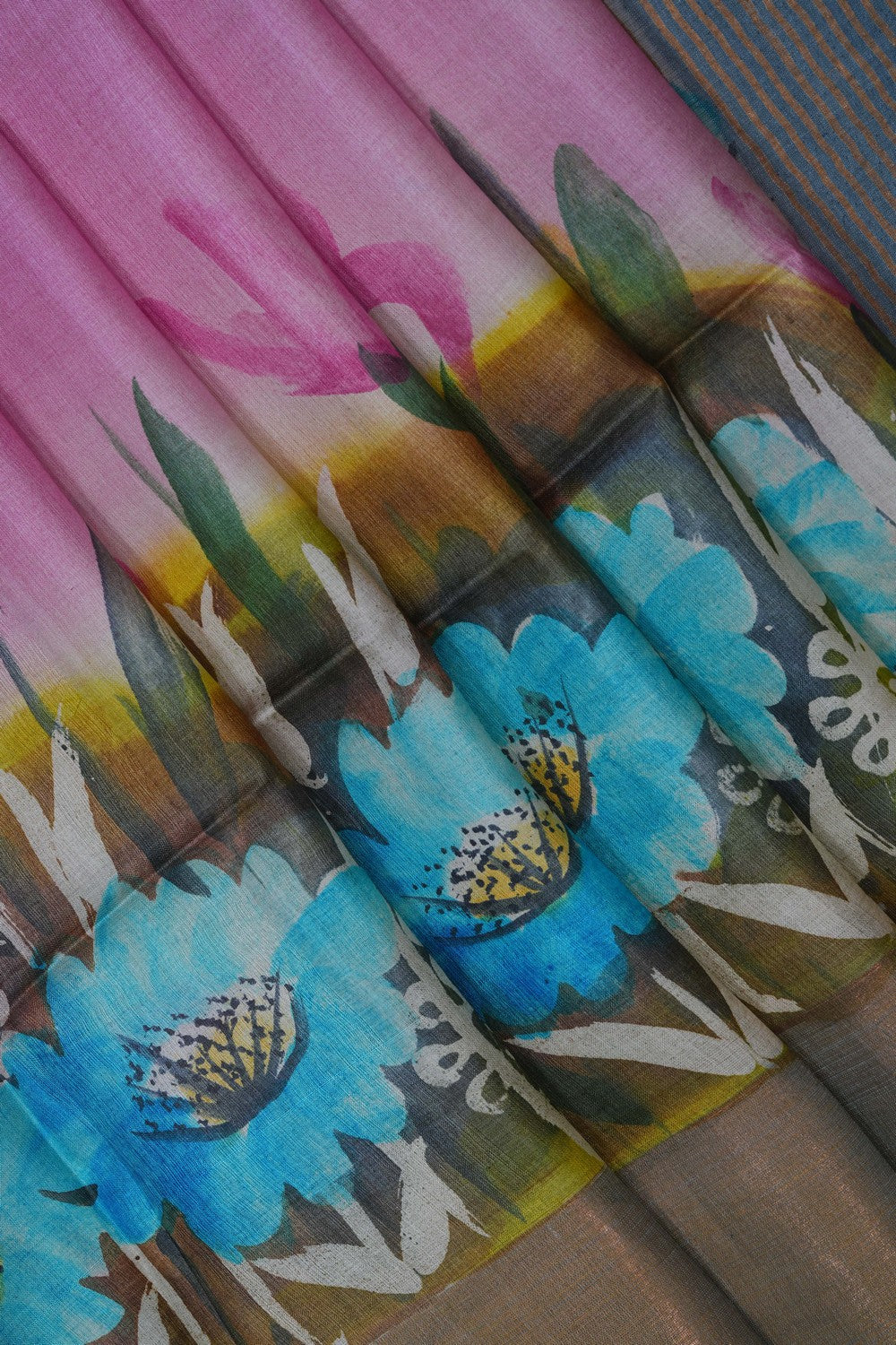 Image of Floral Printed Desi Tussar Silk Saree