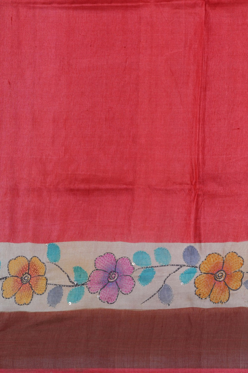 Image of Desi Tussar Silk Embroidery Saree