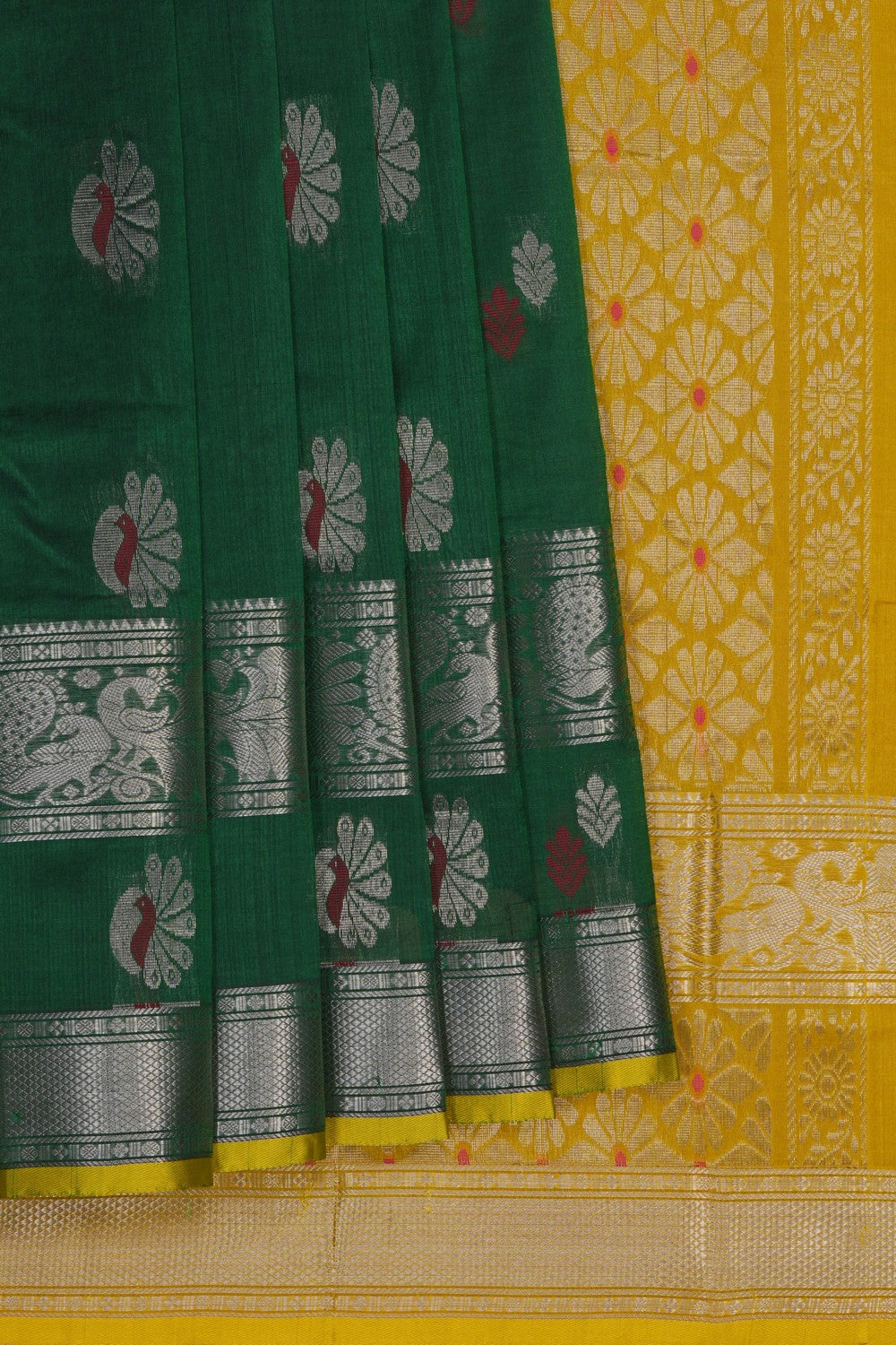 Image of Green South Silk Cotton Saree