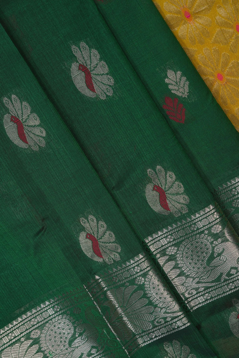 Image of Green South Silk Cotton Saree