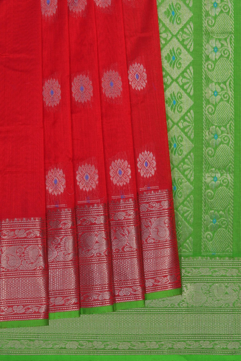 Image of Red South Silk Cotton Saree