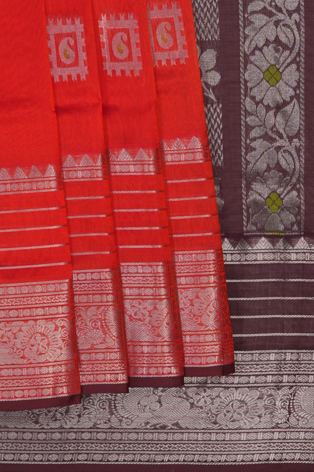 Image of Red South Silk Cotton Saree