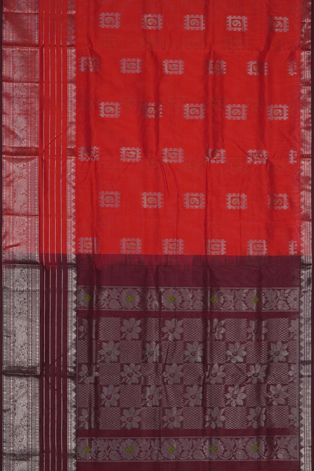 Image of Red South Silk Cotton Saree