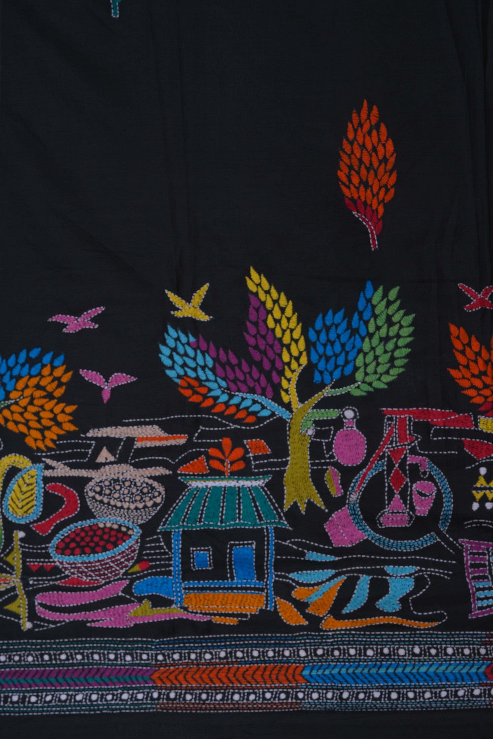 Image of Kantha Embroidery Saree