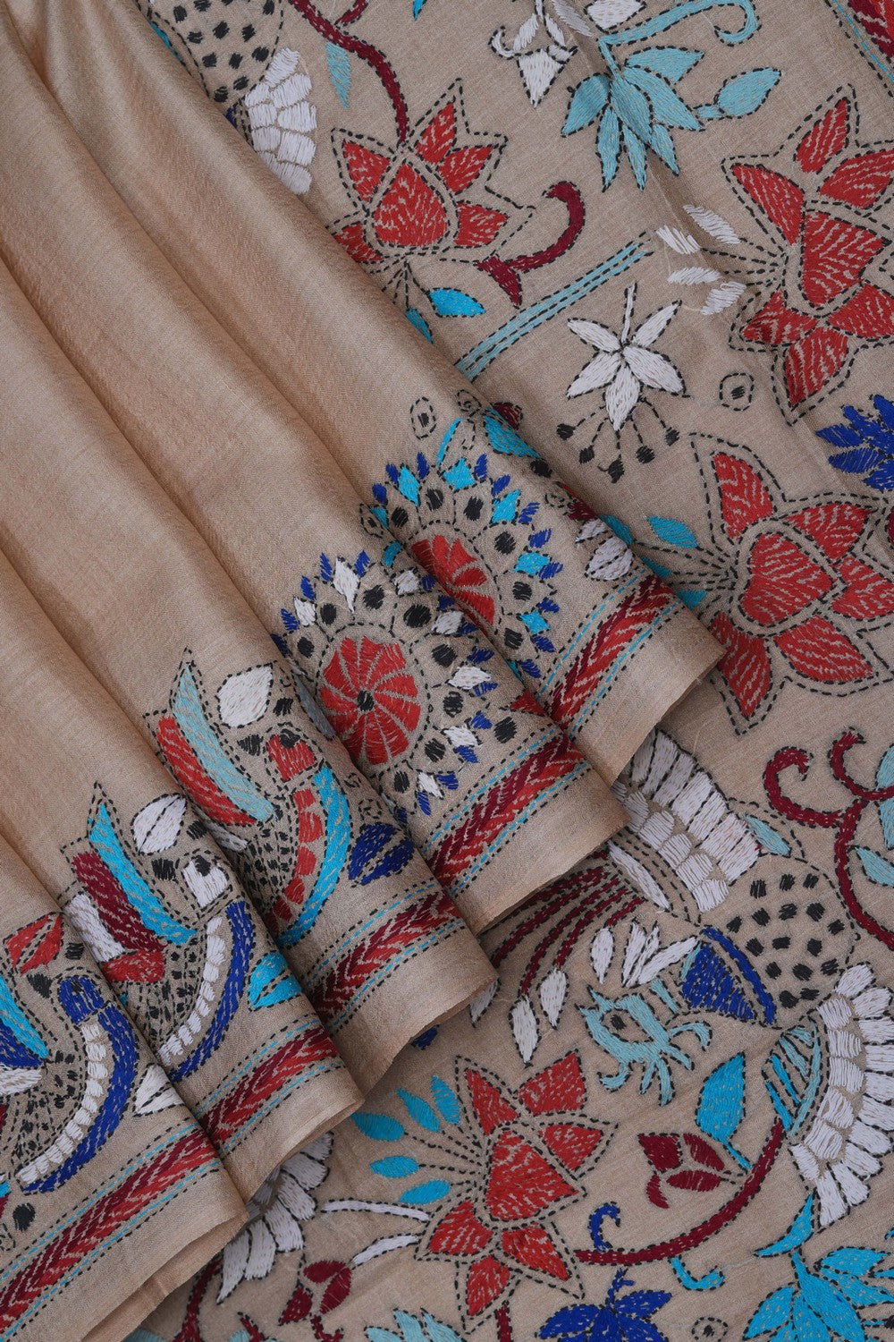 Image of Kantha Embroidery Saree