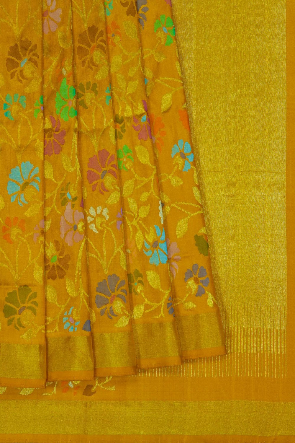 Image of Uppada Brocade Silk Mustard Saree