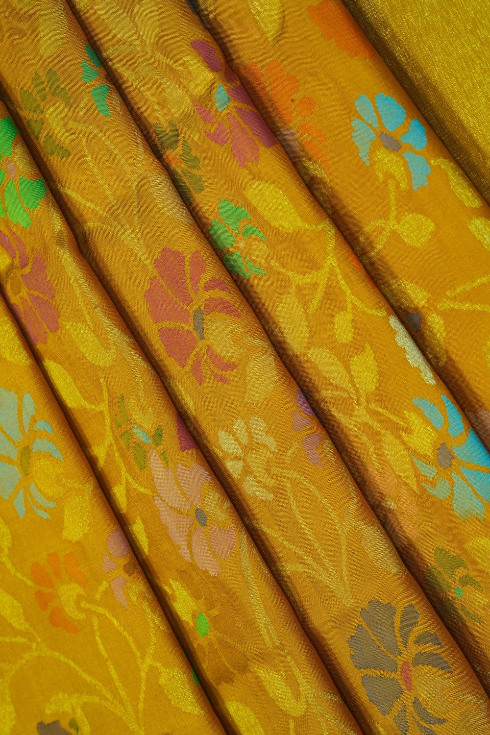 Image of Uppada Brocade Silk Mustard Saree