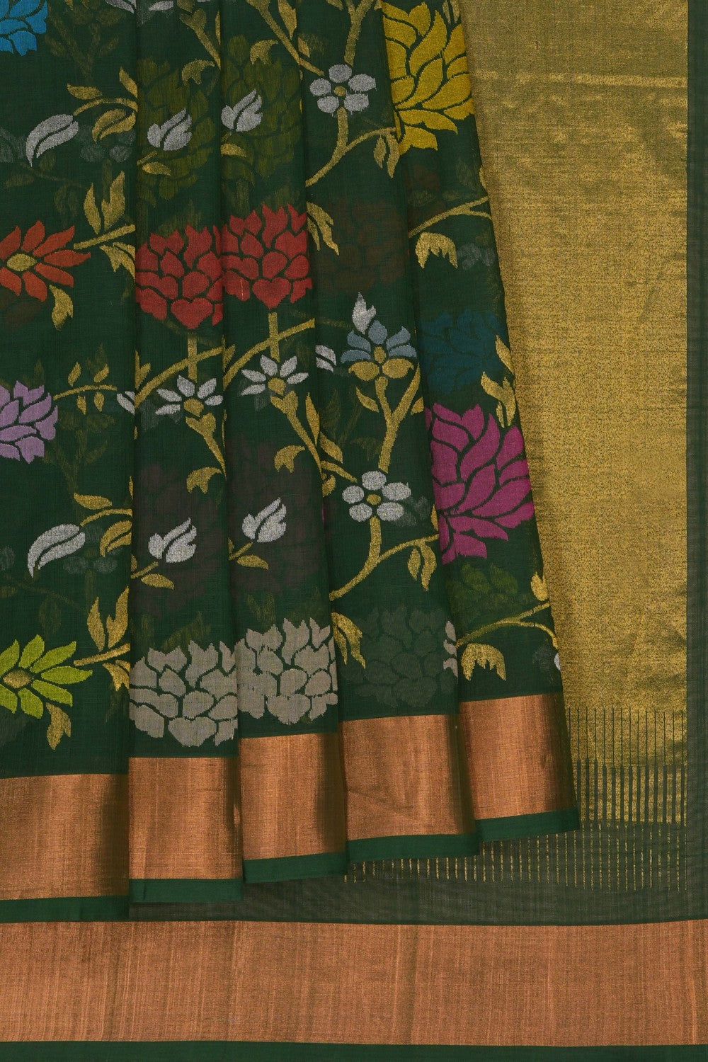 Image of Uppada Brocade Silk Green Saree
