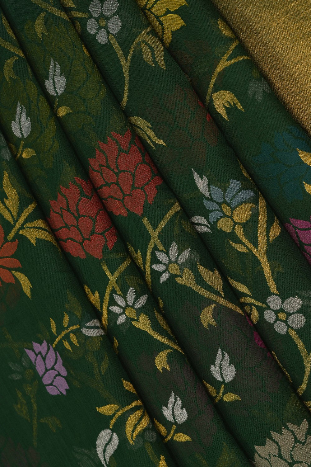 Image of Uppada Brocade Silk Green Saree