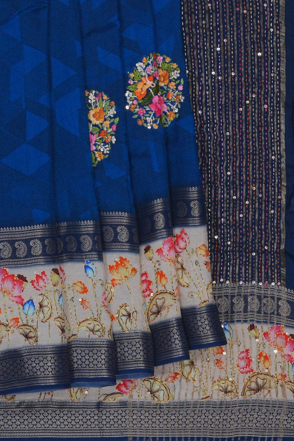 Image of Blue Embroidery Saree