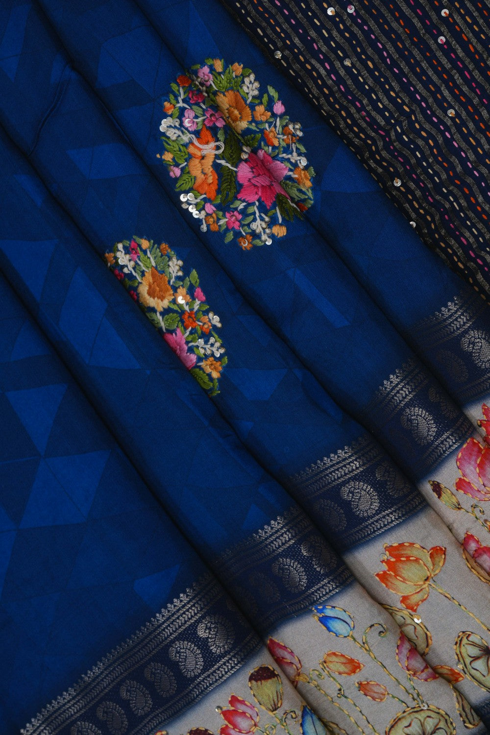 Image of Blue Embroidery Saree
