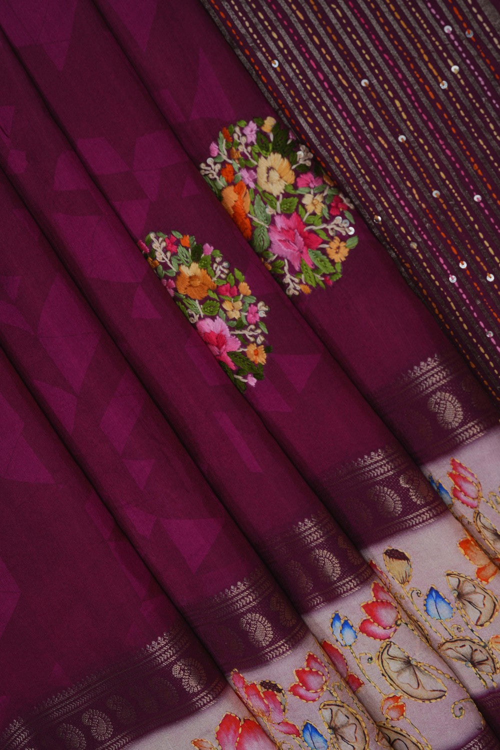 Image of Violet Embroidery Saree