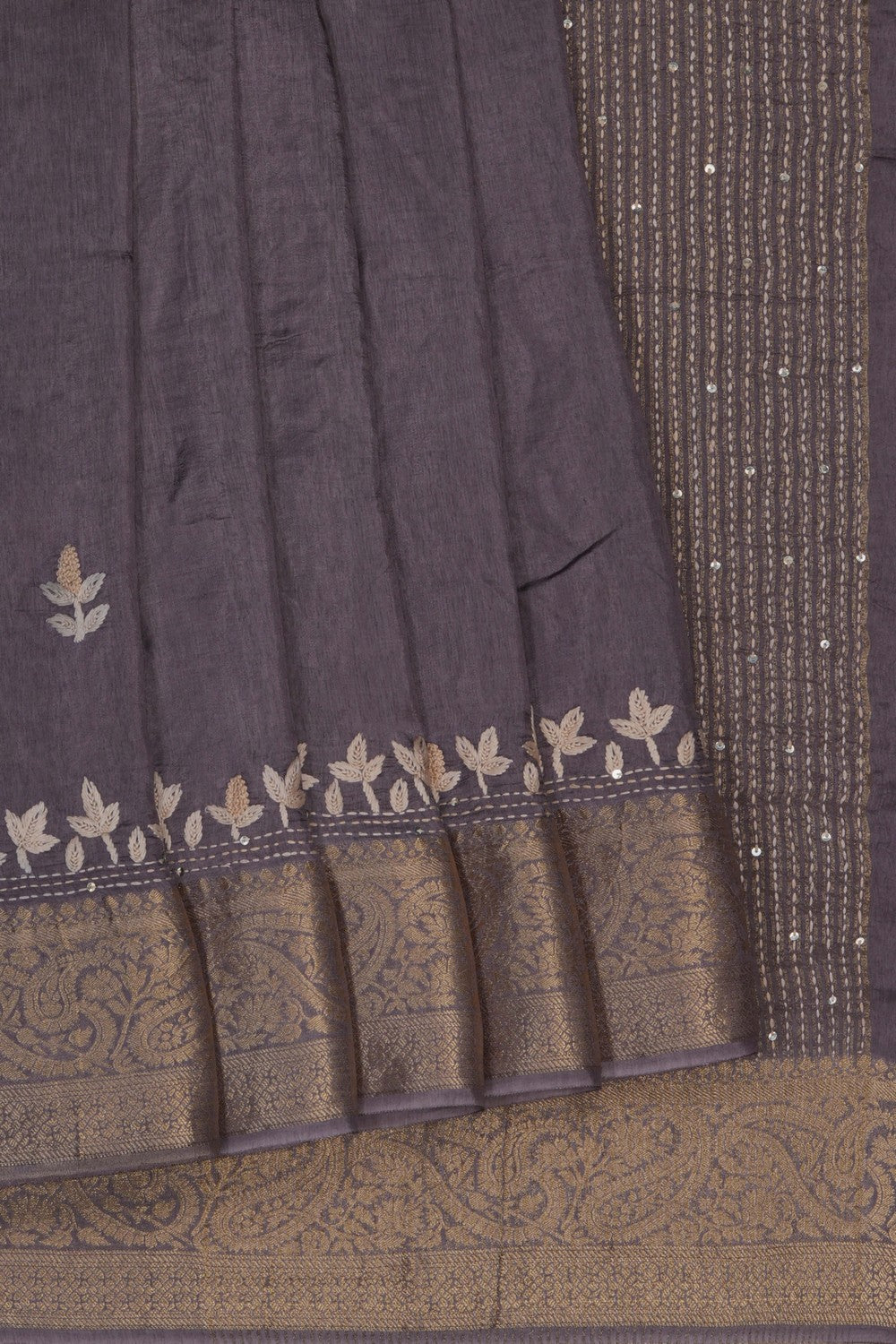 Image of Classy Grey Embroidery Saree