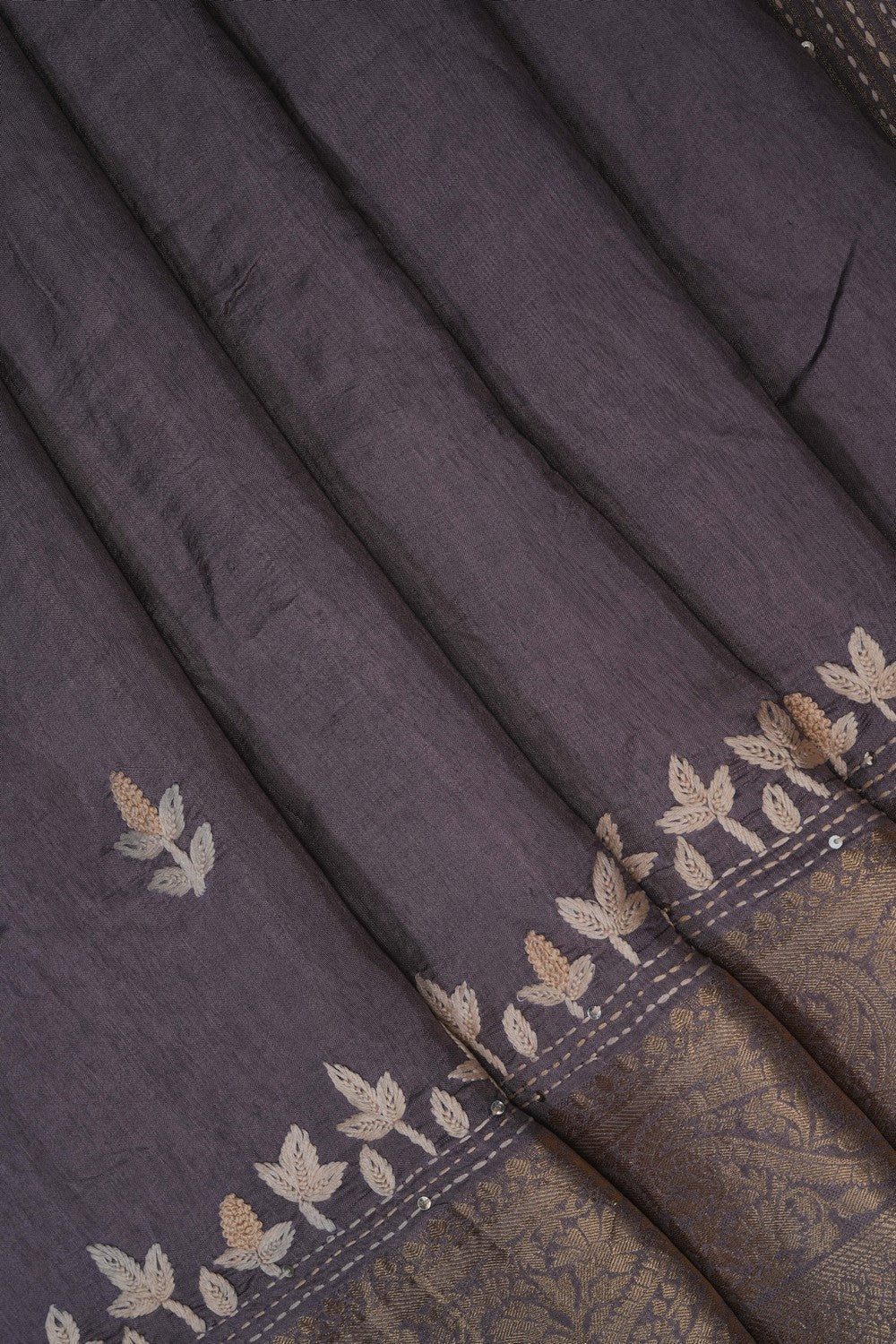 Image of Classy Grey Embroidery Saree