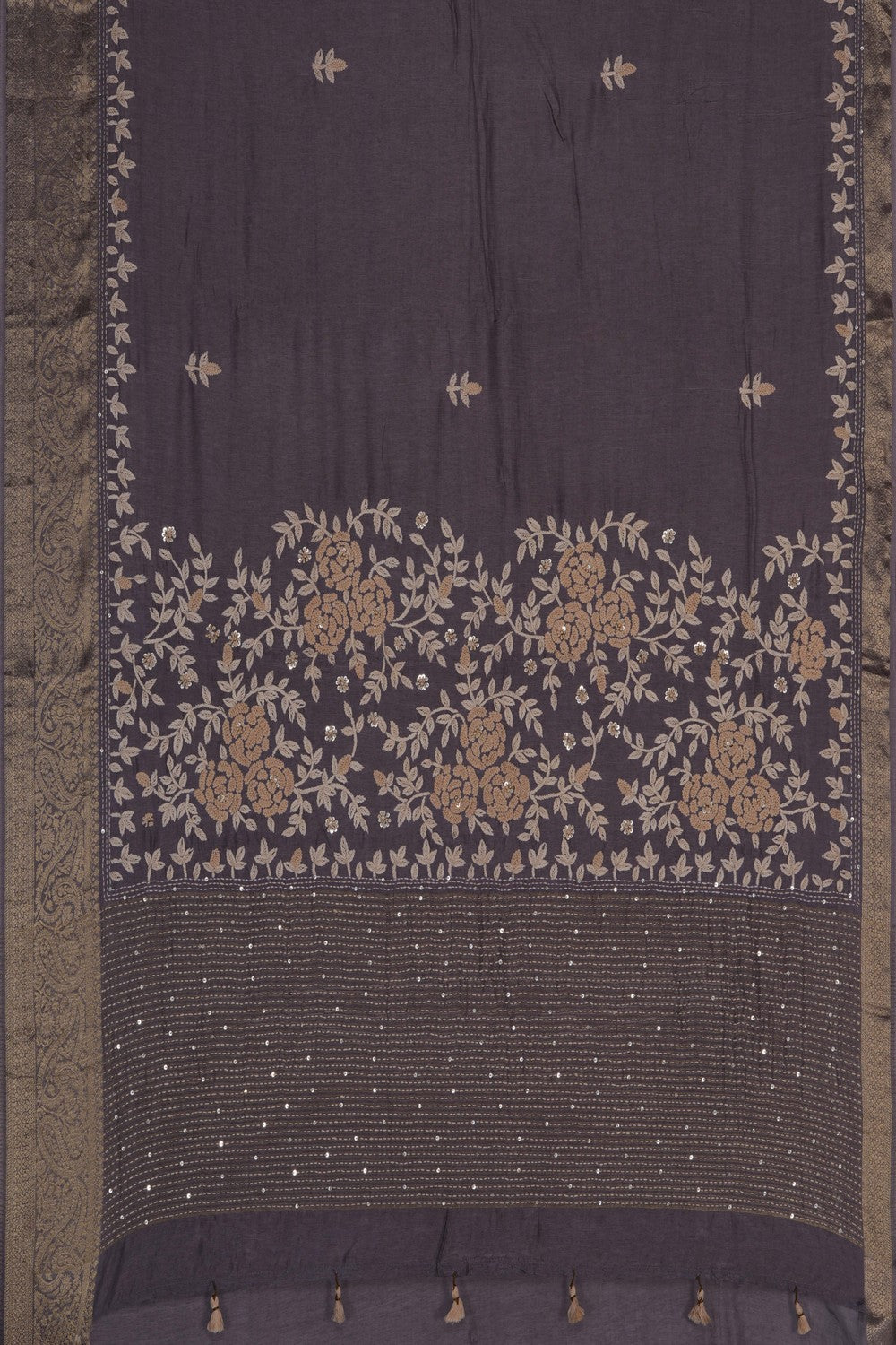 Image of Classy Grey Embroidery Saree
