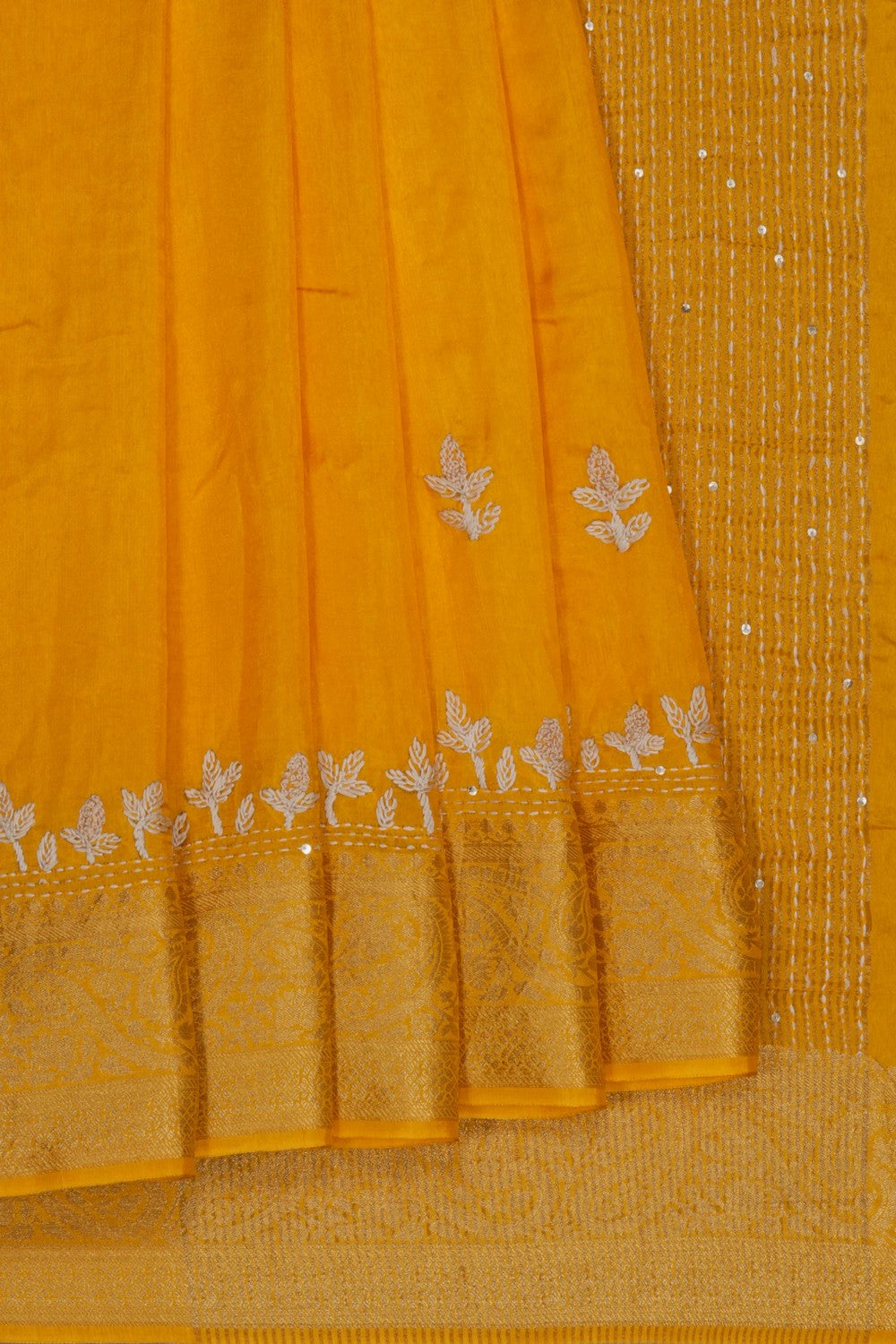 Image of Yellow Embroidery Saree