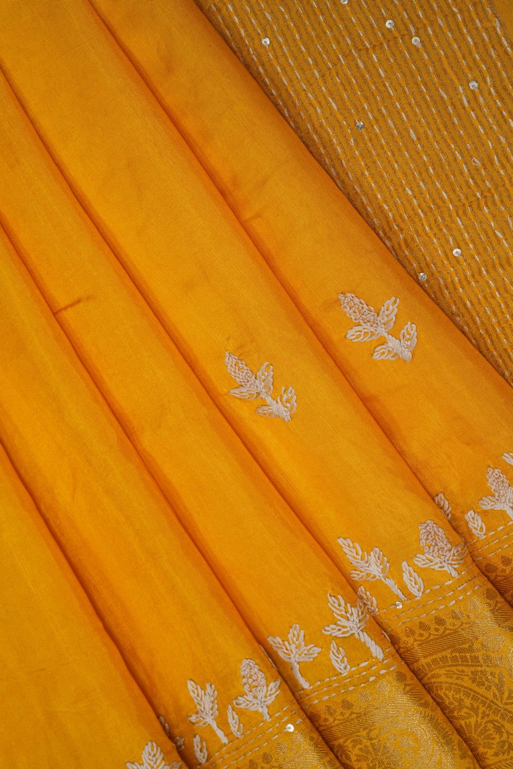 Image of Yellow Embroidery Saree