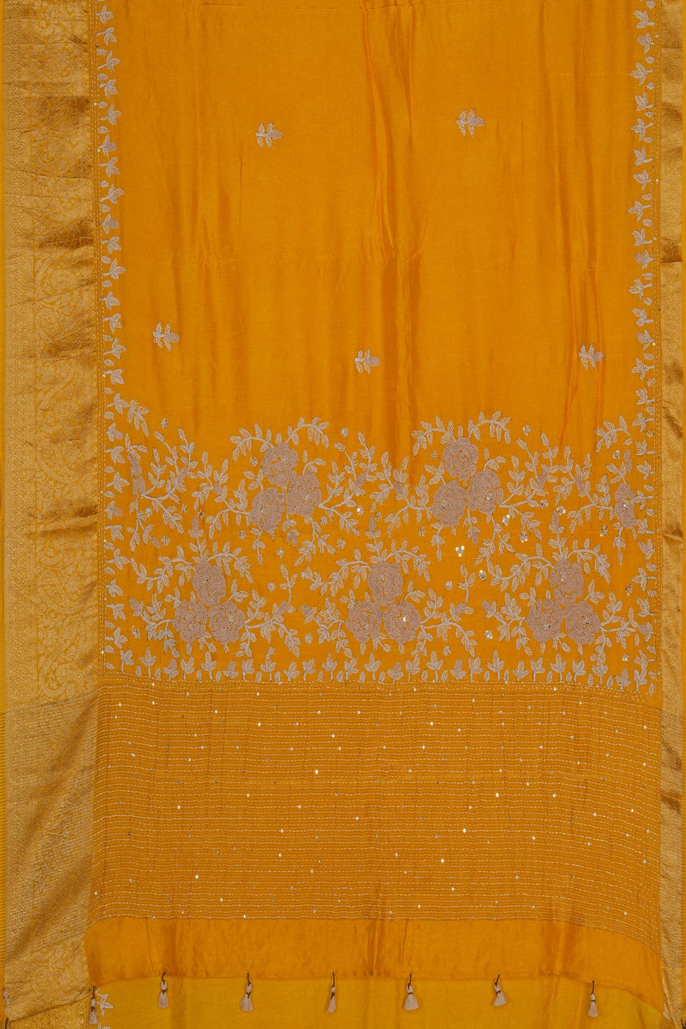 Image of Yellow Embroidery Saree