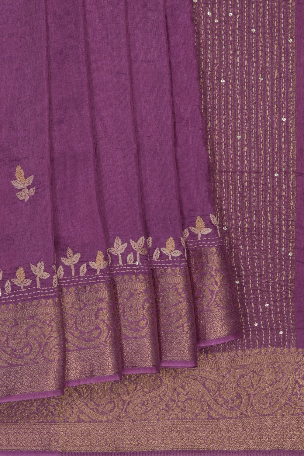 Image of Purple Embroidery Saree