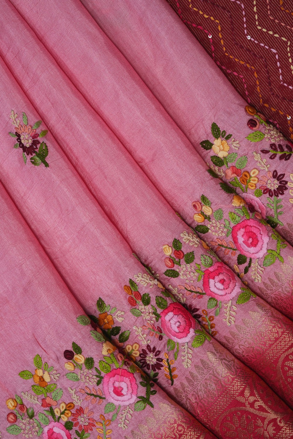 Image of Pink Embroidery Saree