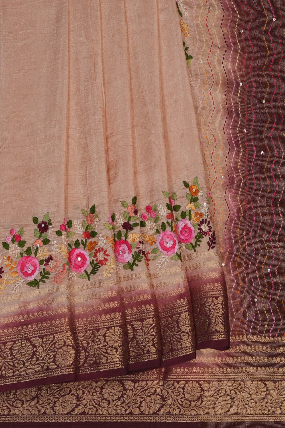 Image of Classy Beige Embroidery Saree