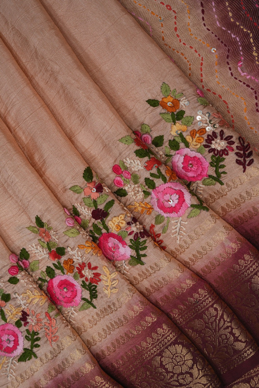 Image of Classy Beige Embroidery Saree