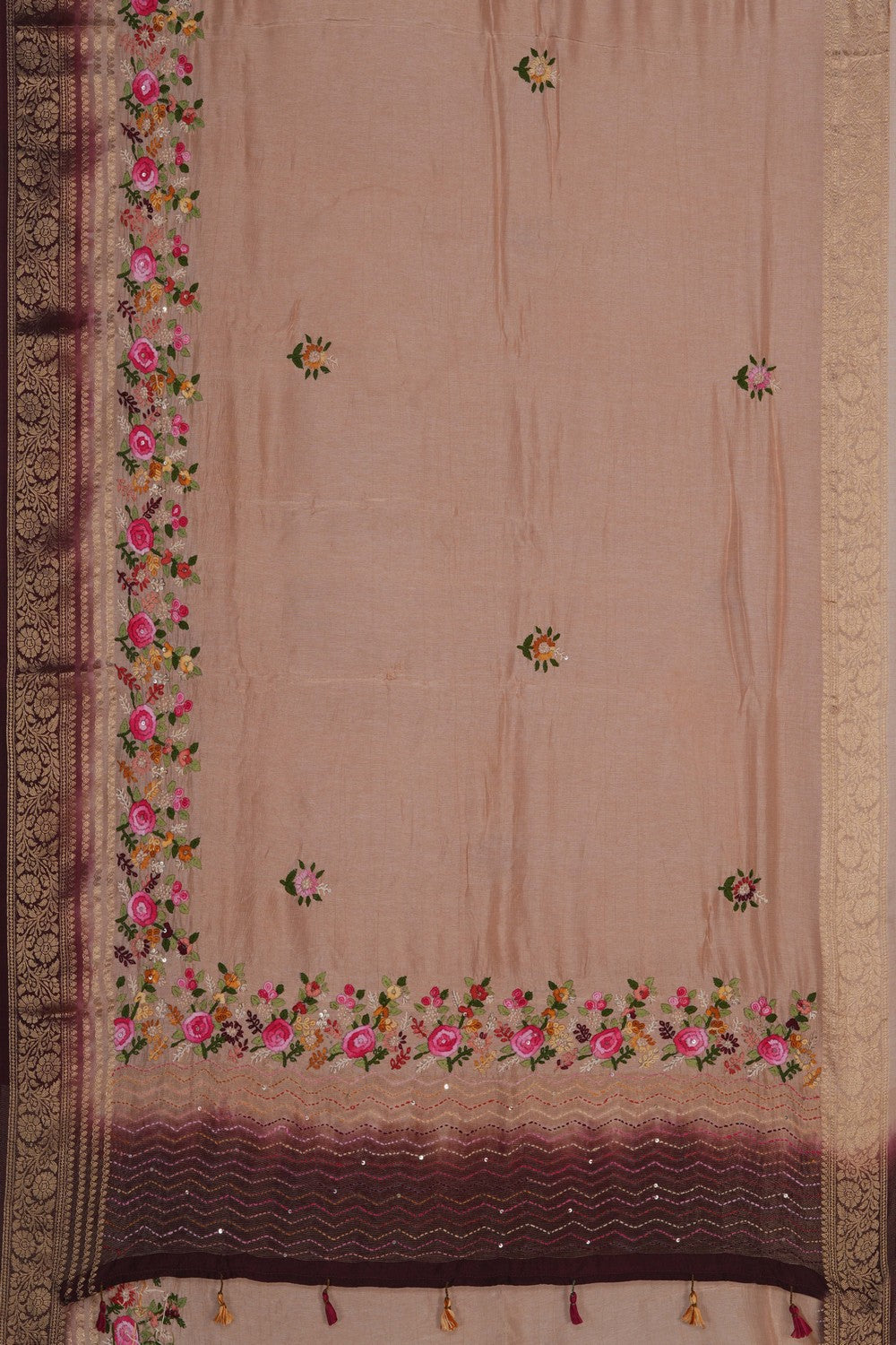 Image of Classy Beige Embroidery Saree