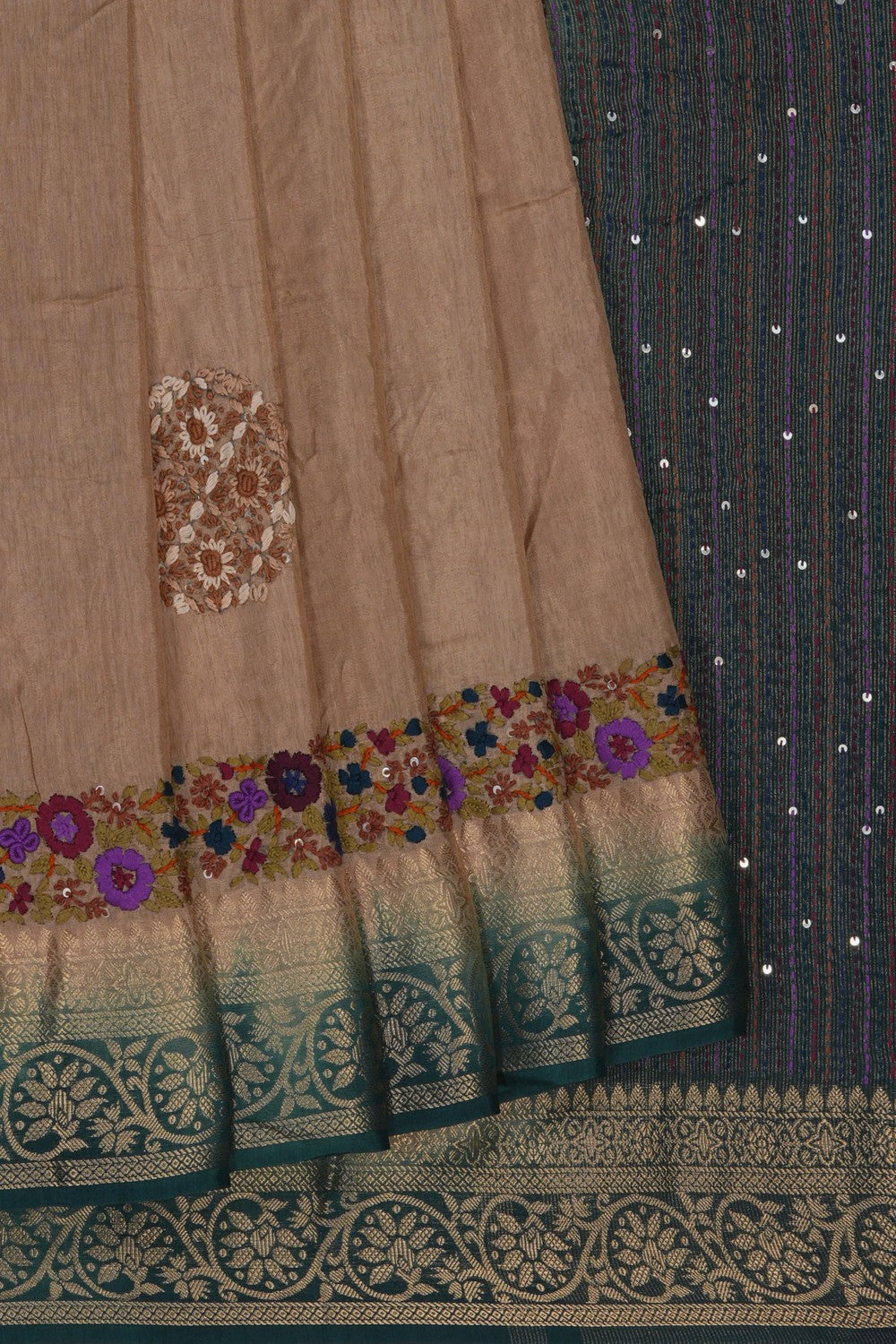 Image of Classy Beige Embroidery Saree