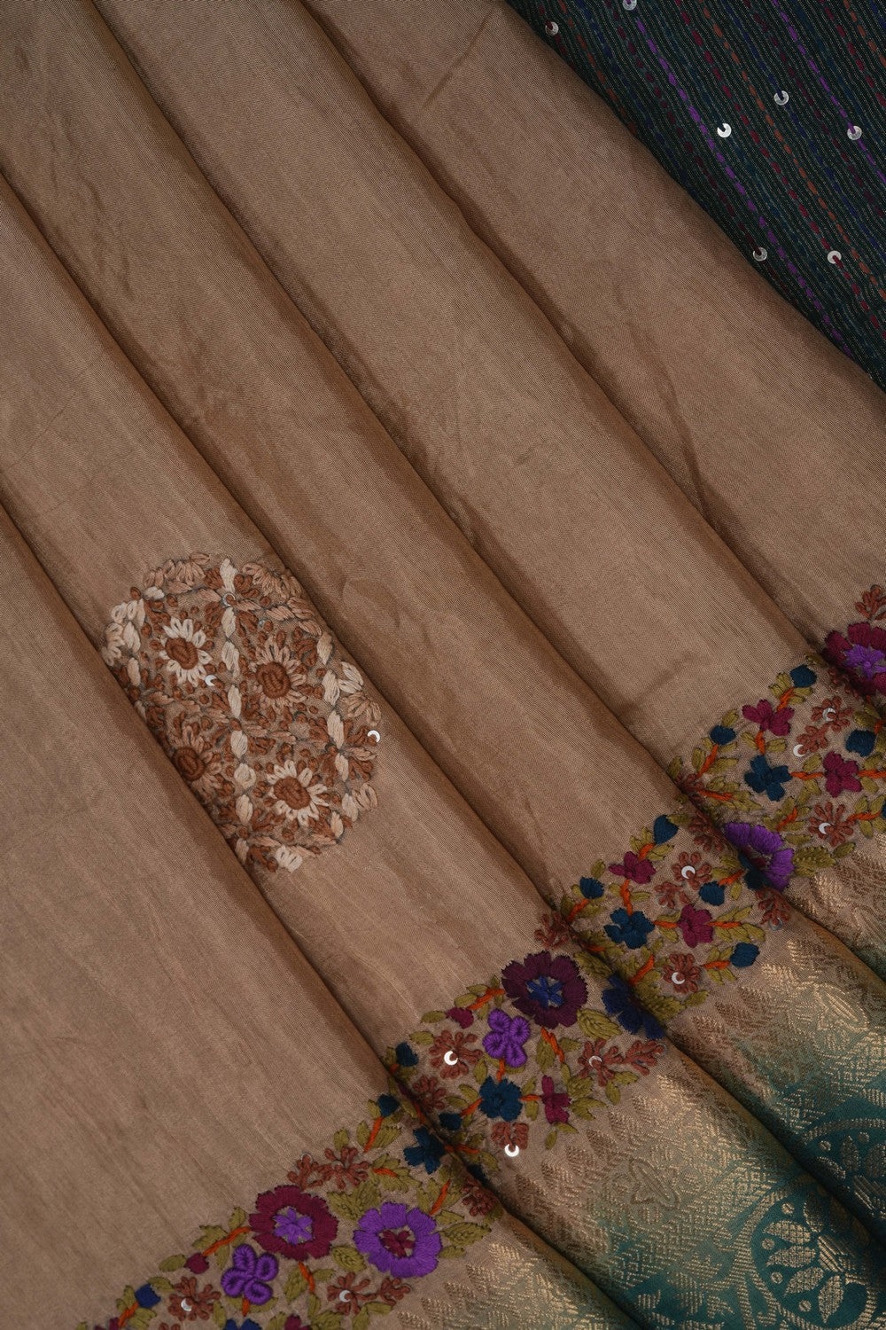 Image of Classy Beige Embroidery Saree