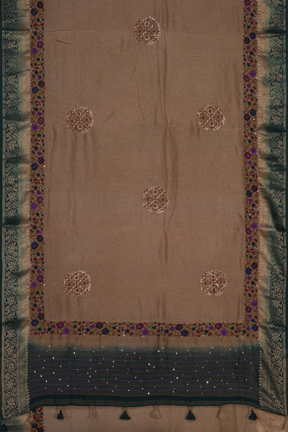 Image of Classy Beige Embroidery Saree