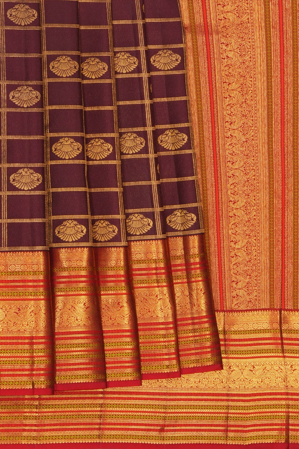 Image of Earthy Maroon Kanchipattu Saree