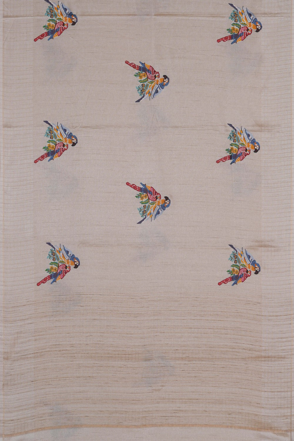 Image of A Beautiful Desi Tussar Embroidered Saree
