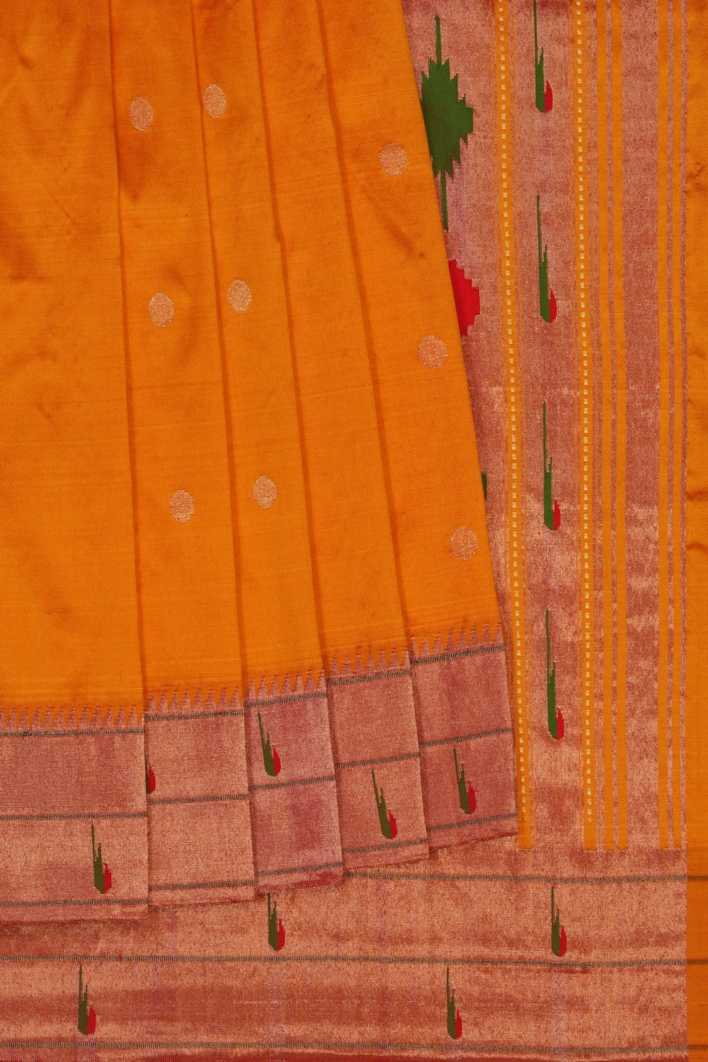 Image of Orange Paithani Silk Saree
