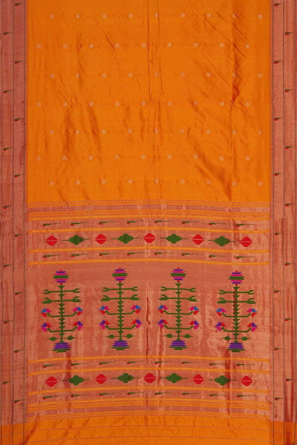 Image of Orange Paithani Silk Saree