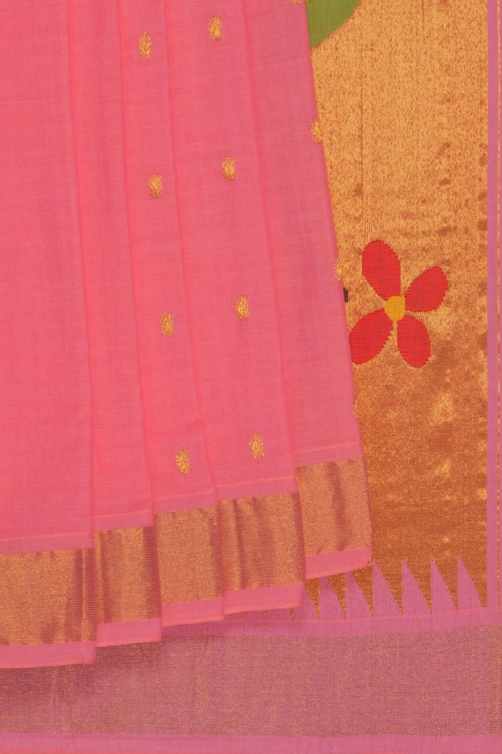 Image of Paithani Cotton Pink Saree