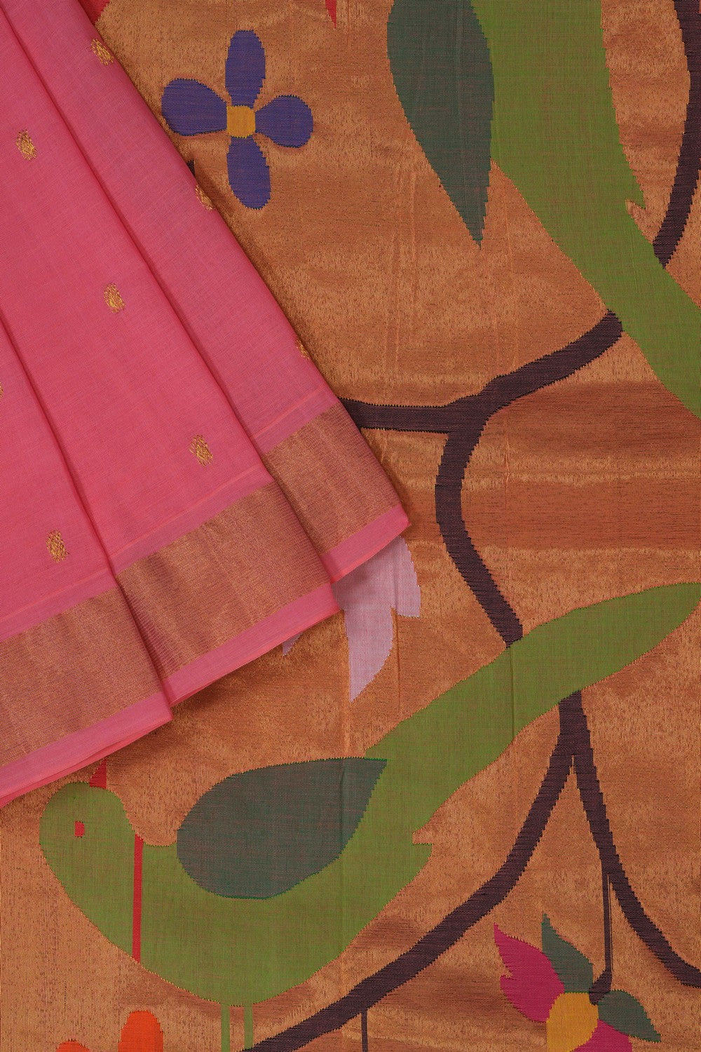 Image of Paithani Cotton Pink Saree