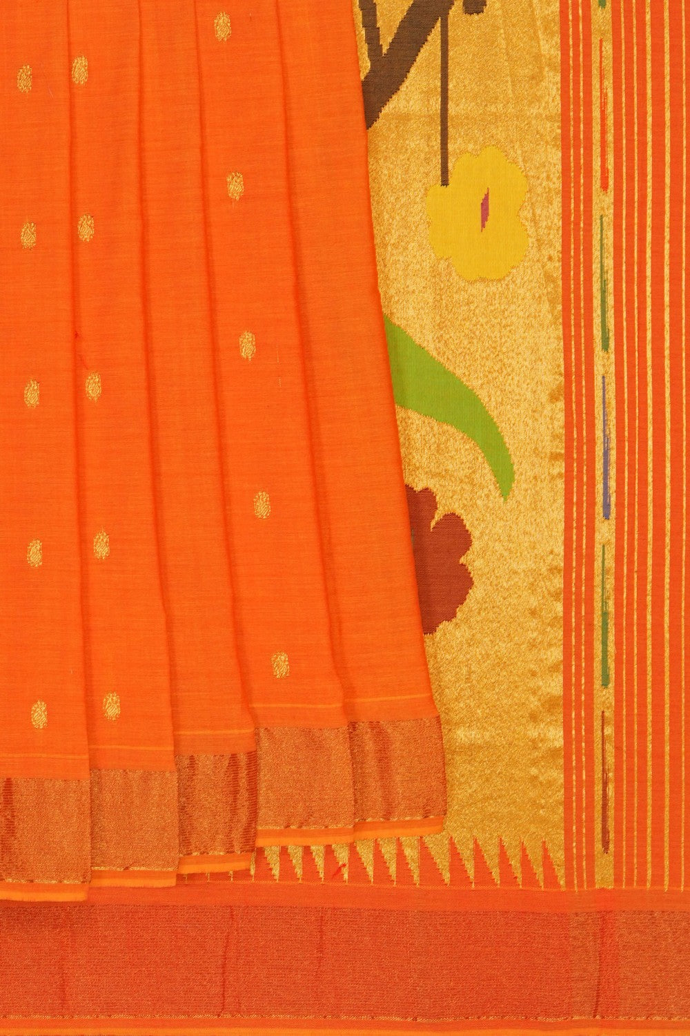 Image of Paithani Cotton Orange Saree